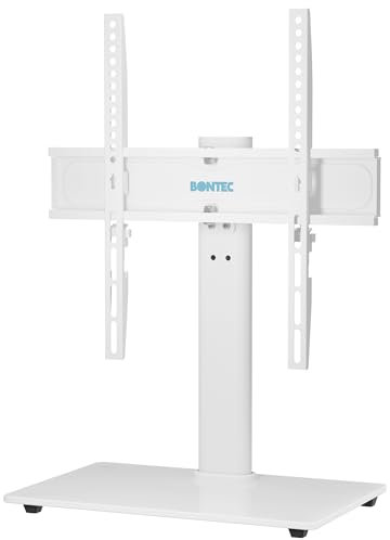 BONTEC TV Ständer Höhenverstellbar, Schwenkbar Fernsehständer für 24-60 Zoll LCD LED OLED Fernseher bis 45 KG, Max. VESA 400x400, Universeller TV Standfuß mit Kabelmanagement, Weiß