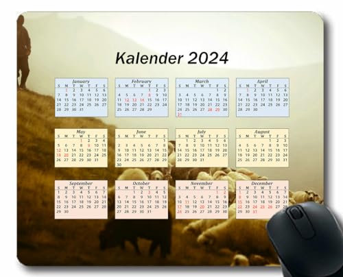 YENDOSTEEN 2024 Kalender Mauspad,Spiel Naht Mousepad, Hintergrundblume hell blass Mauspads für Computer,Laptop,PC,Büro & Zuhause