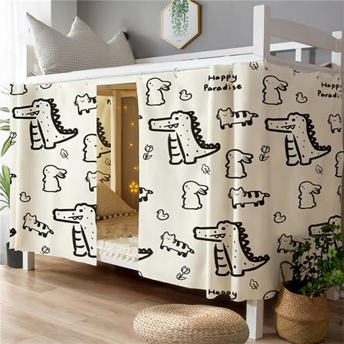 Treer Bettvorhang Hochbett Etagenbett, Blackout Vorhänge Staubdicht Betthimmel Hochbett Etagenbett Kinder Bettzelt Schlafsaal Bettvorhänge für Studentenwohnmein Kinderzimmer (1.15x2M,Dinosaurier)