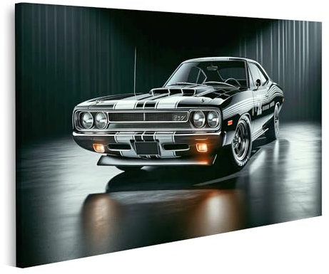 islandburner Prime Bild auf Leinwand Oldtimer-Muscle-Car detailliert Mustang-Design Bilder Wandbilder Poster