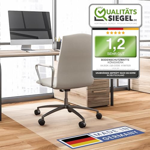 Bodenschutzmatte Bürostuhl - Bürostuhl Unterlage in milchweiß - Kratzfest - rutschfest - Made in Germany - 75 x 120 cm