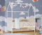 Bellabino Nika Babybett in Hausoptik 70 x 140 cm, Gitterbett und Hausbett für Kinder und Babys aus Kiefer Massivholz in weiß/Natur, 3-Fach höhenverstellbar inkl. Lattenrost