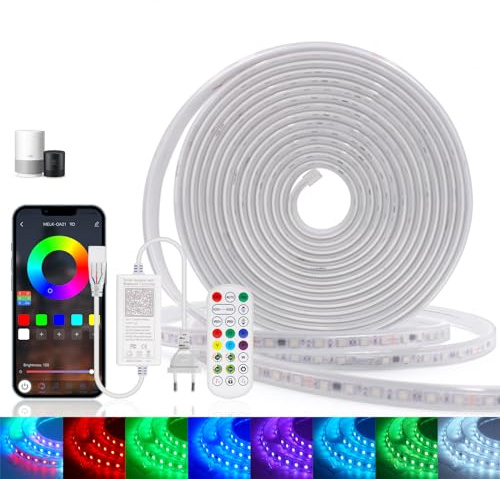 24V WS2811 RGB LED Strip Light, WS2811 5050 60LEDs/m IP65 Waterproof LED Strip With 3PIN 220V to 24V output Bluetooth music RGB full-color controller For Bedroom, Indoor Outdoor Decoration.
