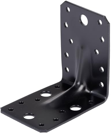 Alberts 824884 Schwerlast-Winkelverbinder mit Sicke - verzinkt - schwarz - kunststoffbeschichtet - 90 x 90 x 65 mm | 25er Set