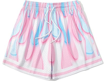 DIOTSR Herren-Basketballshorts, cooler Retro-Style, Kordelzug an der Taille, Freizeit, Training, Sport