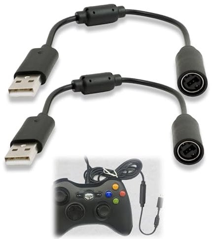 2pcs Black USB Breakaway Cable for Xbox 360 Xbox One Xbox Series X/s PC Replacement Dongle Breakable Cord Lead Fits for Thrustmaster Ferrari Racing Steering Wheel USB Breakaway Cable