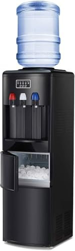 XIAGJAO 2-in-1 Water Cooler Dispenser Commercial With Built-in Ice Maker,Hot And Cold Top Loading Bottle Water Dispenser,Ice Maker Machine With Child Safety Lock