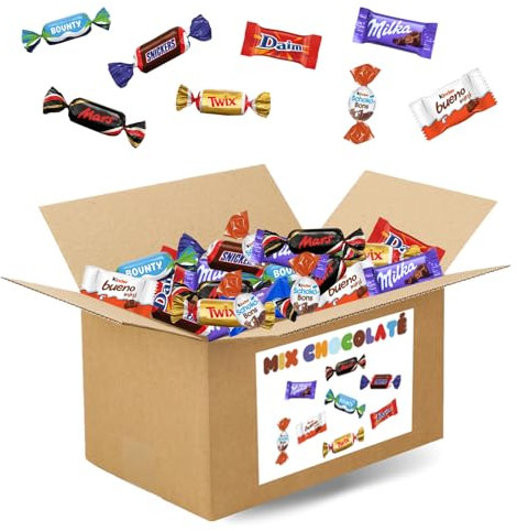 MIX CHOCOLATÉ HALLOWEEN | Assortiment de 250 Bonbons au Chocolat Kinder, Célébrations, Milka, Daim | 1.980 kgs de Friandises emballées individuellement à partager pour Pâques, un Anniversaire