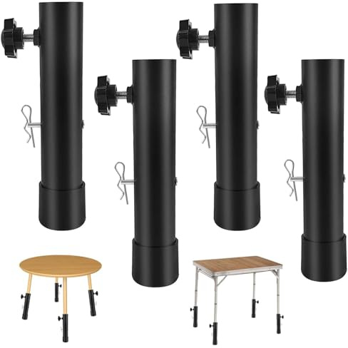 Wjelet 4 Pcs Table Leg Extenders Set, Folding Table Leg Extension, with 4 Latch and 4 Locking Pin, Heavy Duty Carbon Steel, Extends to 20cm, Ideal for Tables and Chairs