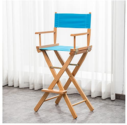 Zusammenklappbarer Holzstuhl, Klappstühle, Klappstuhl Holz, hoch, tragbar, für den Außenbereich, Beauty-Lounge-Stuhl, professionelles Make-up-Zubehör (hellblau)