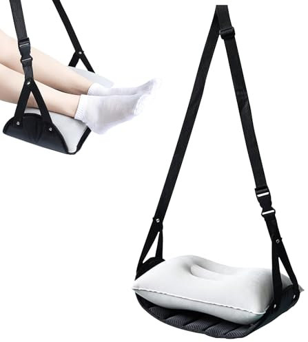Repose-Pieds D'avion,Repose-Pieds De Voyage Avec Oreiller Gonflable,Repose-Pieds Pour Avion,Hamac Repose-Pieds Réglable Pour Le Bureau,Les Voyages,La Voiture,Le Train,Le Salon