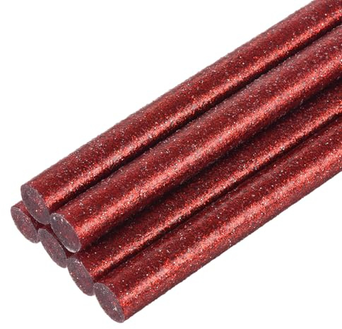 sourcing map 6pcs Full Size Hot Glue Sticks for Glue Gun 11mm x 200mm Large Glue Sticks, Glitter Red