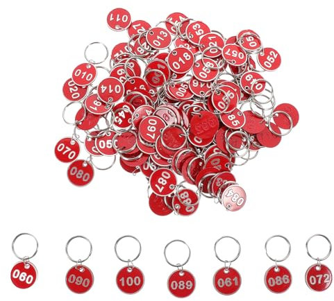 GRIRIW 100pcs Sauna Storage Number Tags Key Identifiers Metal Marker for Locker Number Tag Key Chain Label Plate