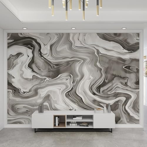 YEMYOR Gray Line Wallpaper, Strange Marble Pattern Mural, Abstract Line Pattern Mural, Wall Paintings, for Living Room Bedroom-390x260cm