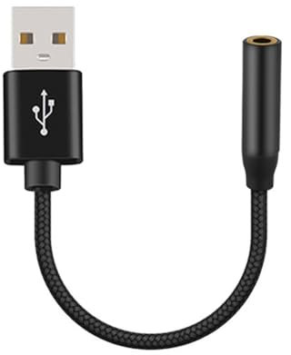 Kueohse Câble audio USB vers 3,5 mm, USB-A vers prise jack 3,5 mm, carte son stéréo externe, adaptateur de son pour casque et microphone, noir