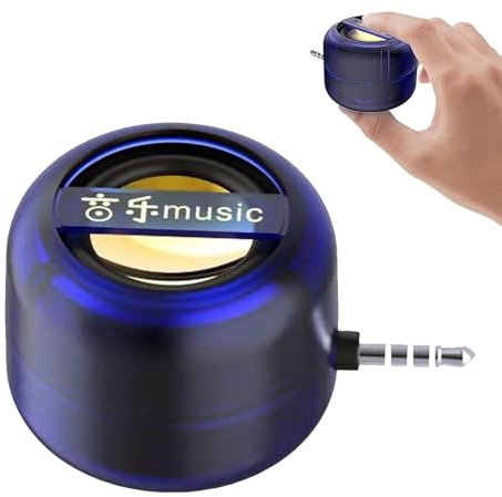 Amplificateur de haut-parleur portable 5X, mini téléphones portables portables amplificateur de son 5x avec 3,5 mm et type C, son Plug & Play pour musique/appels pour smartphone, tablette (Bleu-3,5 mm