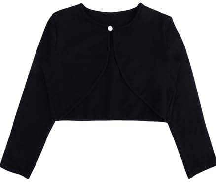 BALAYSIER Ballett Jacke für Mädchen Langarm Ballettjacke Kinder Rundhalsausschnitt mit Knöpfen Tanztops für Tanztraining Gymnastik