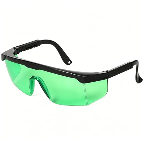 Uadme Laserschutzbrille, Laser Brille mit Verstellbare Bügellänge, Laserlichtbrille für Kreuzlinienlaser Rotationslaser und Mehrlinienlaser, Verbesserte Sichtbarkeit des Strahls