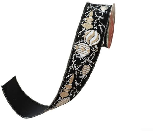 Samtband mit Draht, für Weihnachtsbaumschmuck, Kränze und kreative saisonale Projekte, 10,2 cm breit, 9,1 m lang (schwarz)
