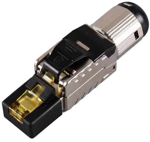 FUNNETOYU Shielded Ethernet Network Cable Connector Modular Plug -plated for Gigabit Lan Compatible with Cata Shielded Cables Easy Installation Replacement Pass-through Crimp Jack