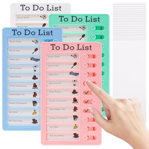 Ennoxwi 4 Pièces to Do Liste, Organisateur de Routine, Tableau de Tâches, Tableaux Mémo avec Papiers Interchangeables, Organisateur Réutilisable pour Emploi du Temps & Planification d'apprentissage