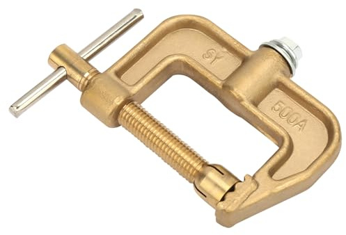 TOPINCN 500A Brass Material Classical G Shape Earth Clamp for Welding Machine, Long Service Life, Ideal for Automobile Accessories
