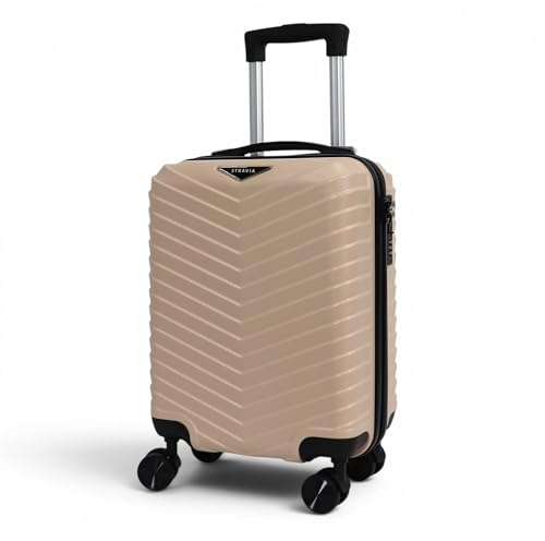 STRAVIA – Vic – Valise Cabine Small 45 cm – Bagage à Main Avion – ABS légère et résistante – Serrure à Code sécurisée – 4 Roues Double Ultra fluides – Rose Gold – 46 x 32 x 20 cm