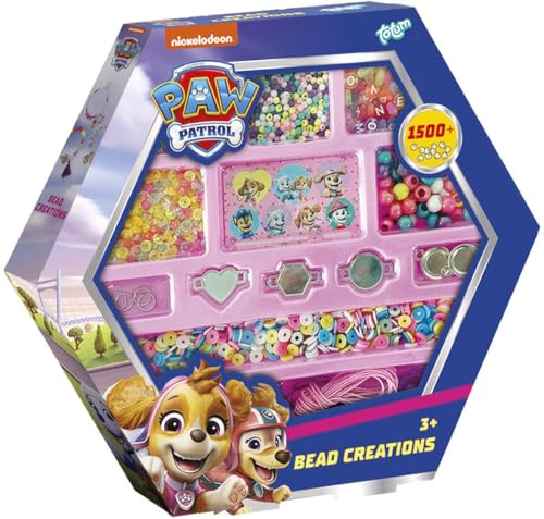 Totum PAW Patrol ABC Perlen Kreativ-Set | Über 1500 bunte Bastelperlen zum Schmuck gestalten – Lernspielzeug für Kinder ab 3 Jahren