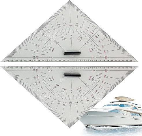 Dreieckslineal – 2-teiliges Acryl-Marine-Navigationsdiagramm, 300 Mm Großes Dreieckslineal-Set Zum Plotten Von Seekarten | Packung Mit 2 Großen Transparenten Dreiecken, Messset Für Boote, Yachten, Sch