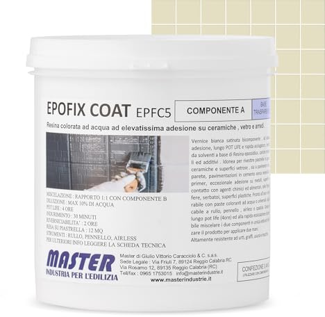 Résine époxy pour sols intérieurs et extérieurs | Peinture pour carrelage et dalles de bain et cuisine, béton et garage | Jusqu'à 12 m² par couche