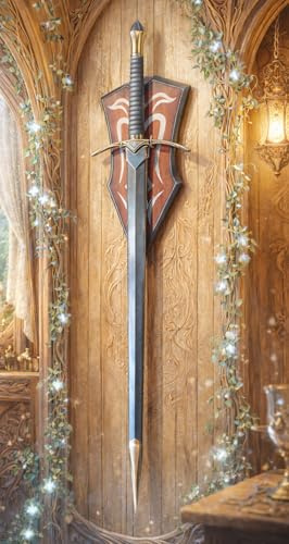 NEU Glamdring Gandalfs Schwert 118cm lang 90,5cm Edelstahl Klinge mit Schwertscheide und Wandhalterung für Cosplay Replik Film Movie Fans Merch Mittelerde Buch Freunde Dekoration