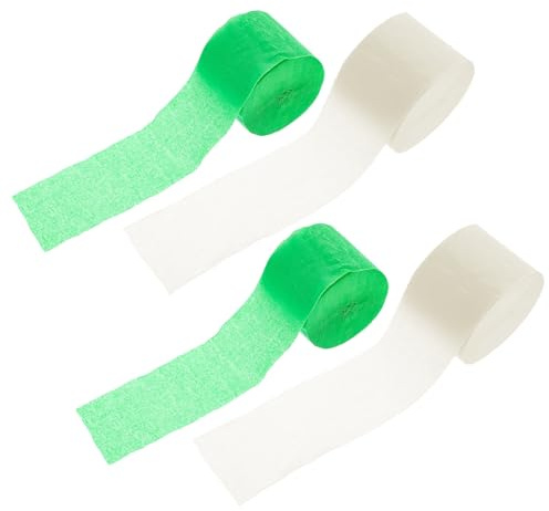 ABOOFAN 4rolls Crepe Paper Streamers in Milk White and Grass Green Flexible Decorative Party Supply for Hanging Decorations Backdrop and Background Wall Non-Fading Delicate Streamers