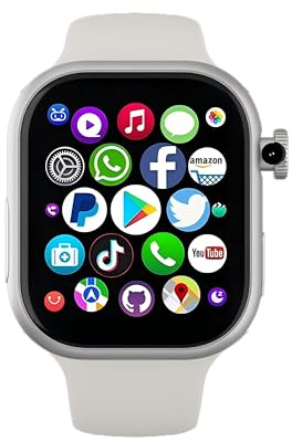 TIMENIL VP19PRO Smart Watch with SIM Card Slot, Wifi GPS NFC Function Heart Rate Monitor, Rotating Camera Fingerprint Unlocking Smartwatch Silver 32 GB