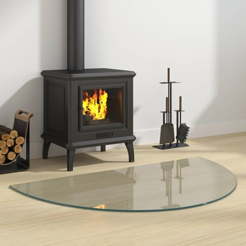GeenYuu Feuerstelle Glasplatte Transparent 1000 x 600 mm hitzebeständiges Glas Ofenplatte Brandschutz Unterlage für Kaminofen Schwedenofen Pelletofen Holzofen Bodenschutz Parkett Laminat Sicherheit