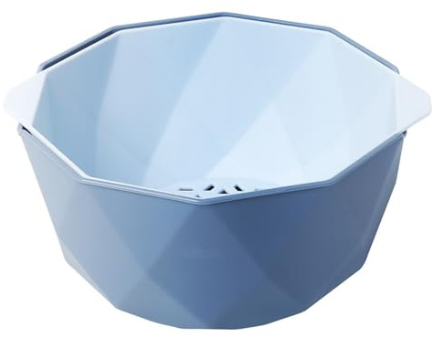 Hidyliu Dubbellagers Avtappningskorg Snygg Design för Grönsaker Frukttvätt - Nordic Plastic Kökssil, 1 St (Små)