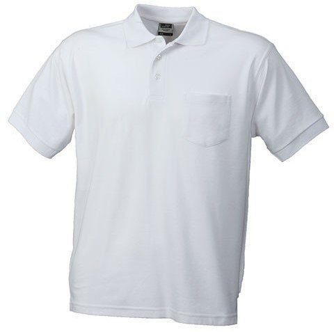 Polo Piqué Pocket | Herren Polohemd mit Brusttasche, Größen:L;Farbe:white
