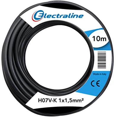 Electraline 15071, H07V-K Cable, Sección 1x1.5 mm, 10m, Negro