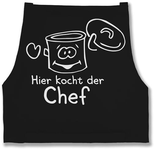 Schürze - Kochschürze - Herren 1 - Hier kocht der Chef - 85x69 - Schwarz - mann lustig lustige geschenke für köche koch apron witzige männergeschenke küchen schuerzen schürzen küche witzig