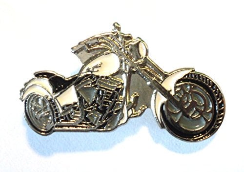 White Custom Chopper Bike Biker Motorcycle Chop Motorbike Metal Rocker Badge