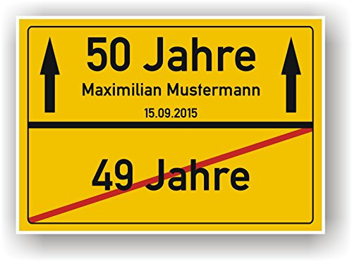 Geschenkidee 50. Geburtstag Jubiläum Jahrestag Hochzeitstag Ortsschild Party Deko Geschenk Bild Ortseingangsschild Strassenschild
