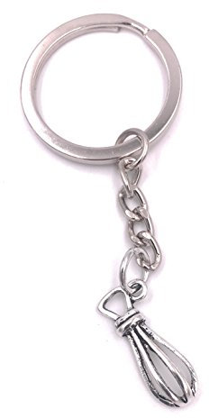 H-Customs Fouet cuisine porte-clés pendentif en métal argenté