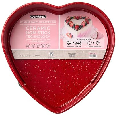 casaWare Heart Springform 10-inch Pan, Ceramic Coated NonStick Red Granite