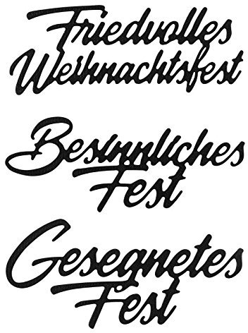Ideen mit Herz Stanzschablonen, Wünsche & Gratulationen 6, 3,1cm bis 8,1cm, 3 Stück | Schriftzüge, Schriften, Weihnachten | Schablonen zum Gestalten von Grußkarten, Geschenken und vieles mehr