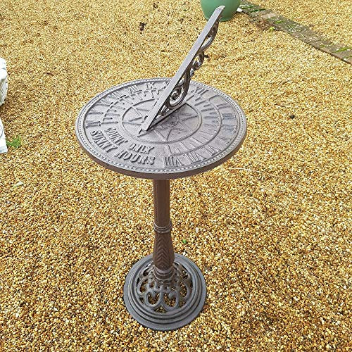 garden ornaments and accessories Cast Iron Free Standing Sunny Hours Sundial - Rustic