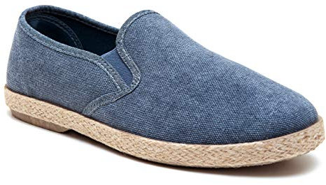 Evoga Mocassini espadrillas uomo artigianali casual scarpe basse estive (41, Blu)