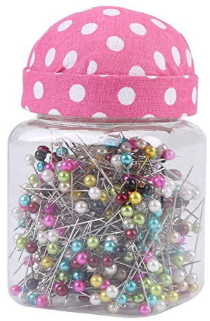 FTVOGUE 500Pcs Sewing Pins, Sewing Embroidery Sewing & Embroidery Supplies Quilting Pins in Pink Fabric Covered Pin Cushion Bottle Beads Needles for Crafts Sewing Decorations