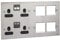 Schneider Electric Ultimate Flat Plate - Switched 4 Gang Power Socket, Double Pole, with Combination Media Plate, GU32204DMPBSS, Stainless Steel with Black Insert