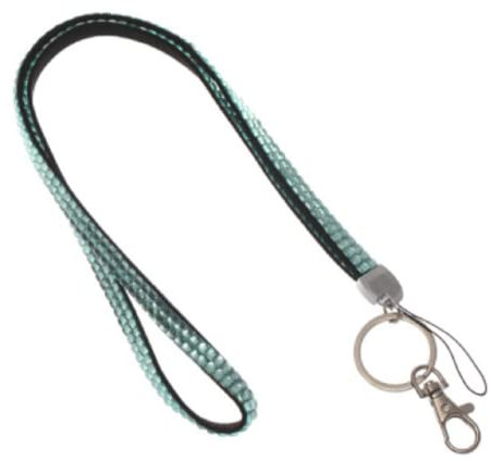 Waizmann.IDeaS 1x HELLBLAU Schlüsselband Umhängeband Lanyard 10mm Karabinerhaken Ausweise Autoschlüssel Zugangskarten Strass Steine Bling Rhinestone