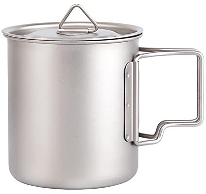 BIVOUAC Taza Titanium de 350ml con la taza al aire libre del agua de la taza de la cubierta con la manija