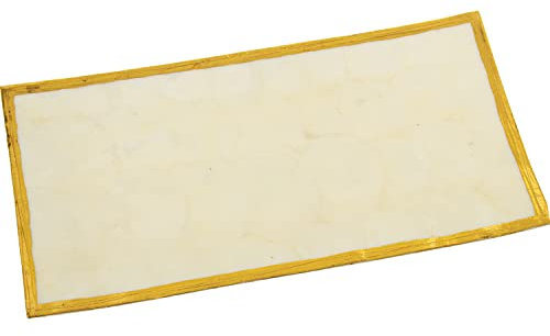 DRW Bandeja Rectangular de nácar Natural y Filo Dorado 40x20cm